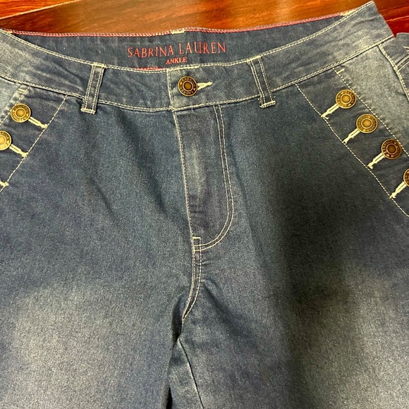 Sabrina Lauren Women's Denim Ankle Leggings Metal Buttons Pockets EUC Size S - Picture 6 of 12